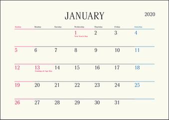 Standard Calendar Business 壁掛 カレンダー 年 令和2年 01 年1月始まりの通販 紙の本 Honto本の通販ストア