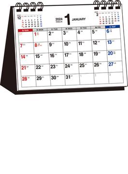 【T3】　2024年　シンプル卓上カレンダー　［A6ヨコ］