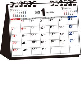【T6】　2024年　シンプル卓上カレンダー　［B6ヨコ］