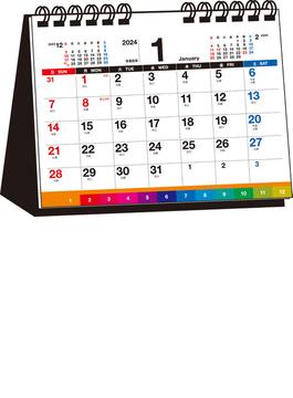 【T9】　2024年　シンプル卓上インデックスカレンダー　［B6ヨコ］