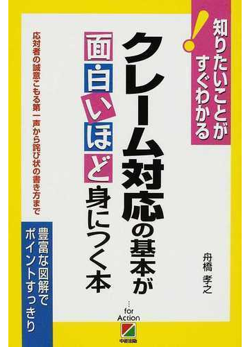 クレーム対応の基本が面白いほど身につく本 応対者の誠意こもる第一声から詫び状の書き方までの通販 舟橋 孝之 紙の本 Honto本の通販ストア